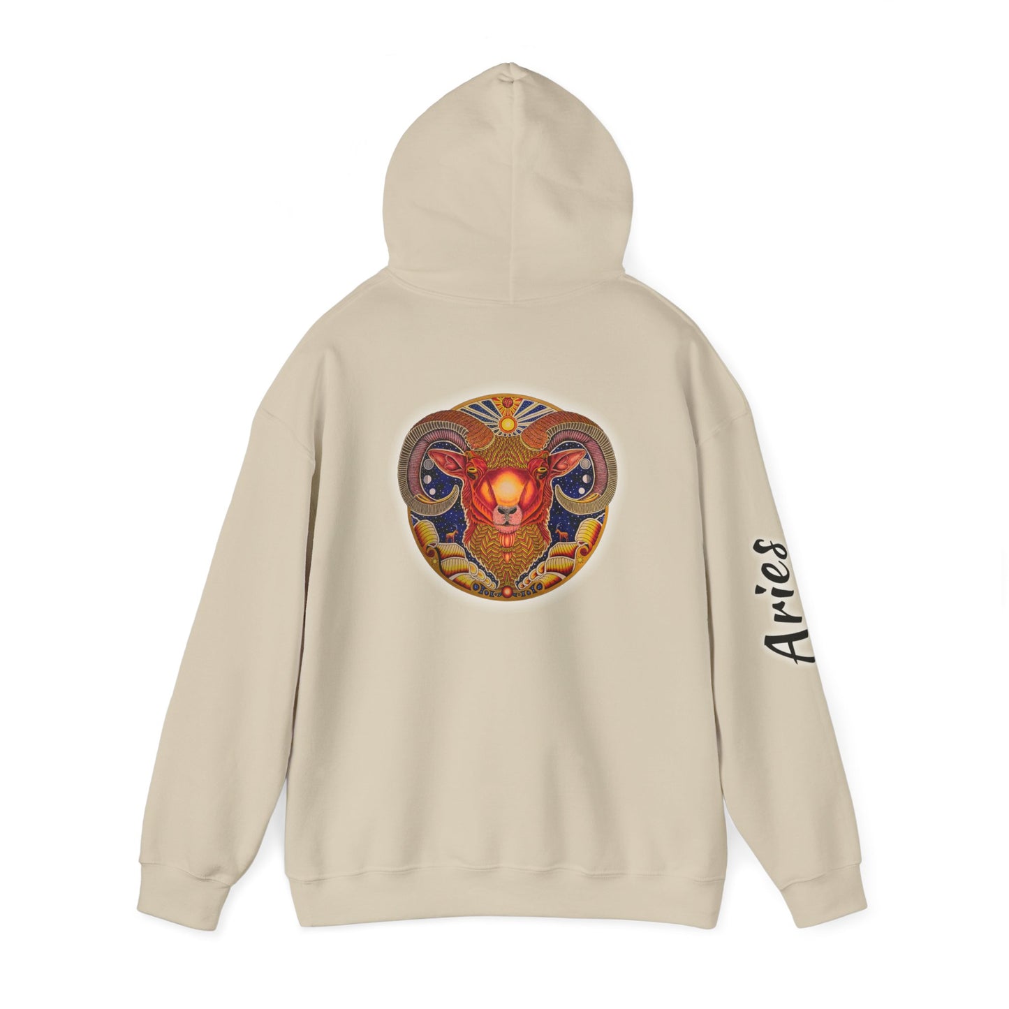 Aries Zodiac Hoodie - Hand-Drawn Celestial Design (Non-AI)