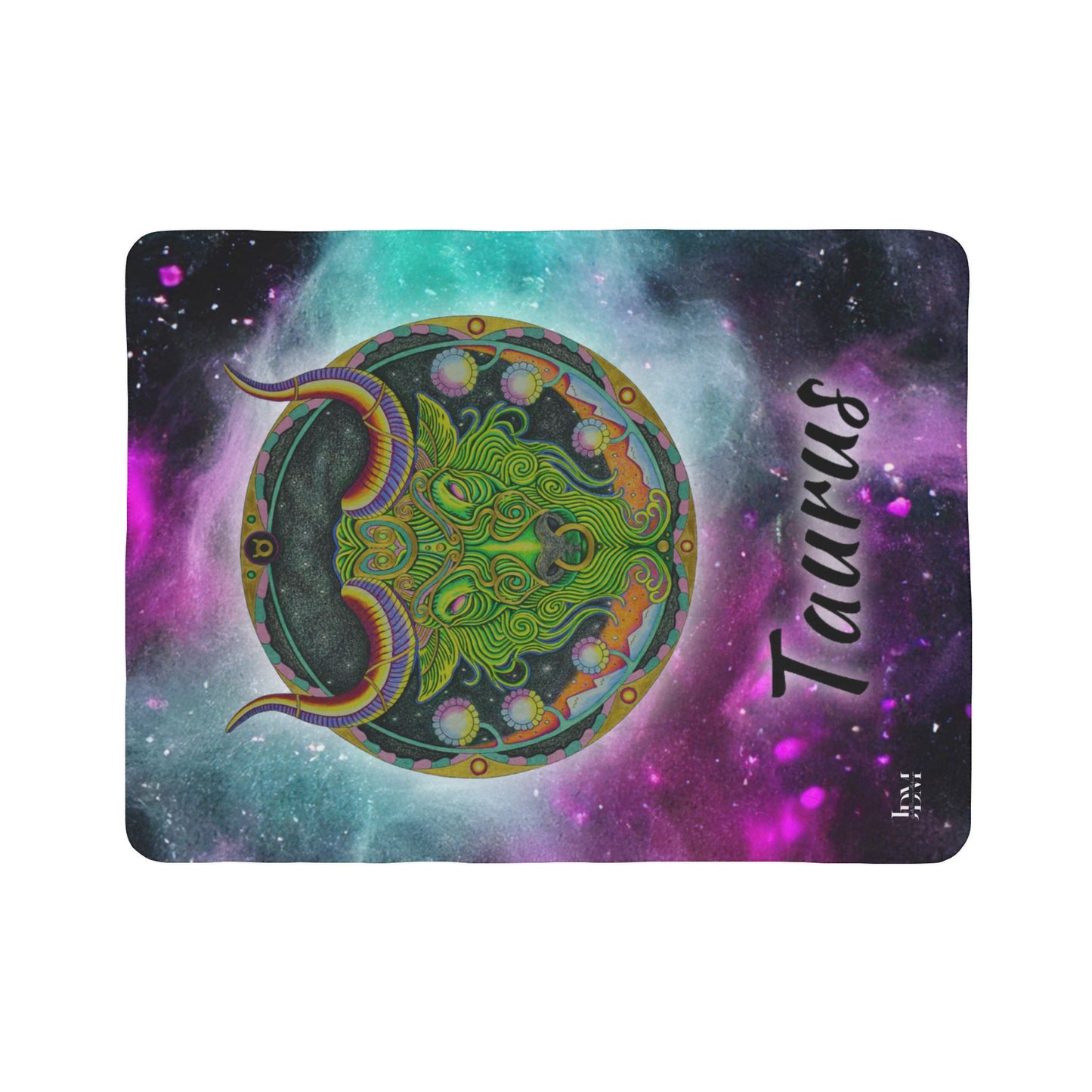 Taurus Zodiac Fleece Sherpa Blanket - Hand-Drawn Celestial Design (Non-AI)