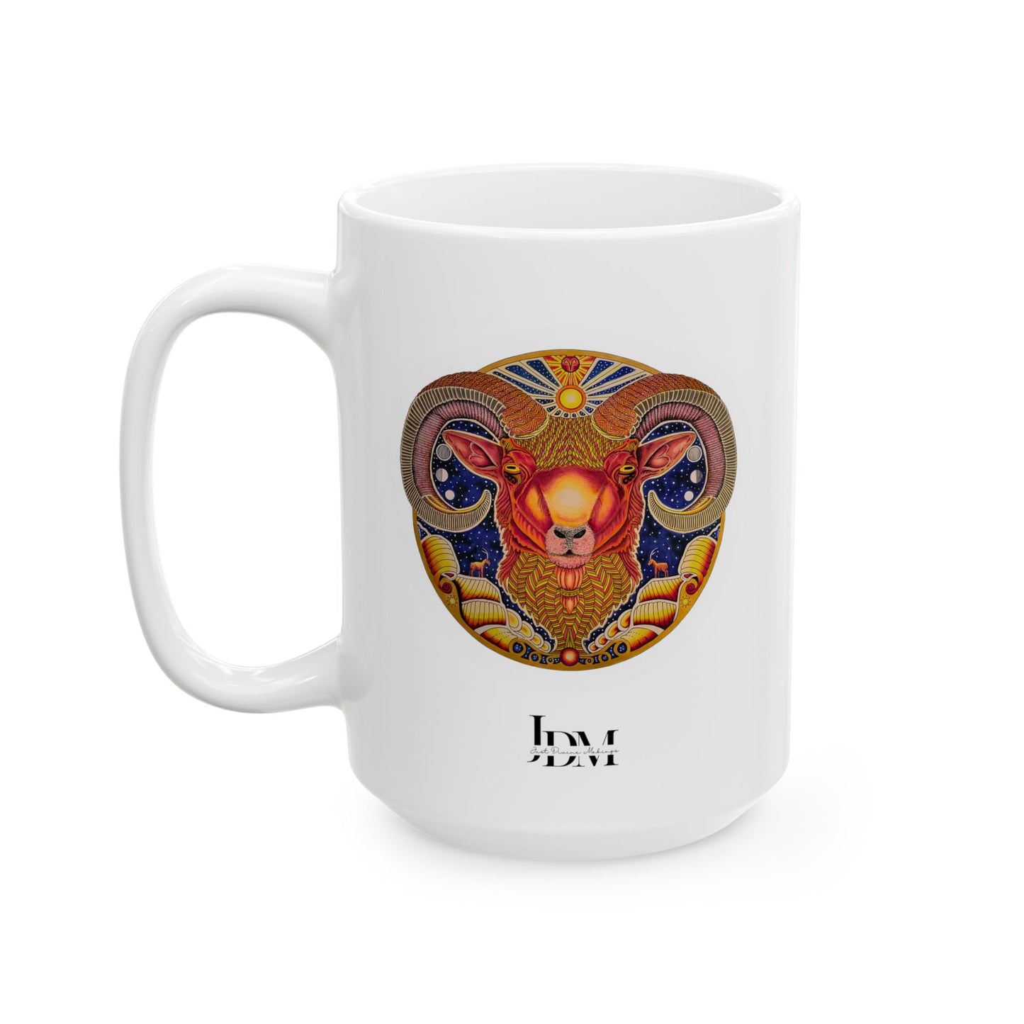 Aries Zodiac 11oz Mug - Hand-Drawn Celestial Design (Non-AI)