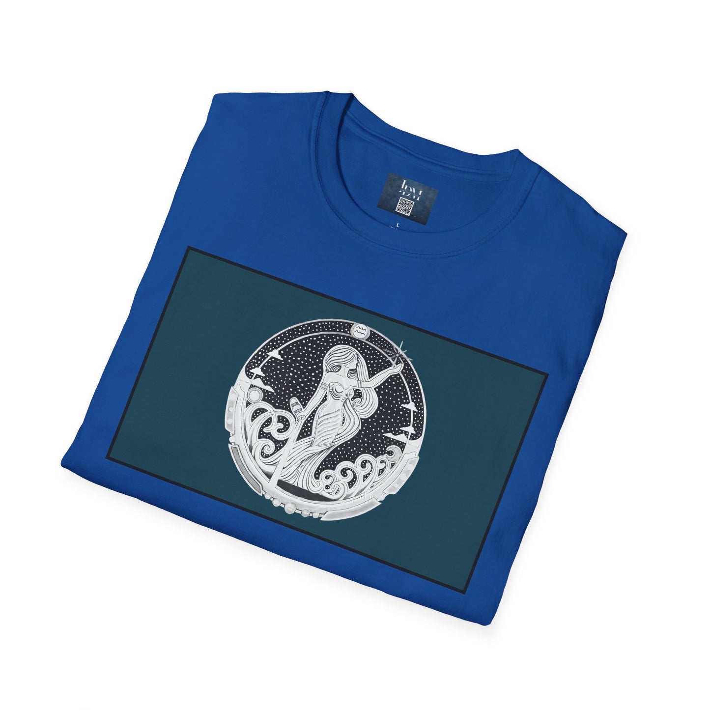 Aquarius Zodiac Crew Neck T-Shirt – Hand-Drawn Celestial Design (Non-AI) Universal
