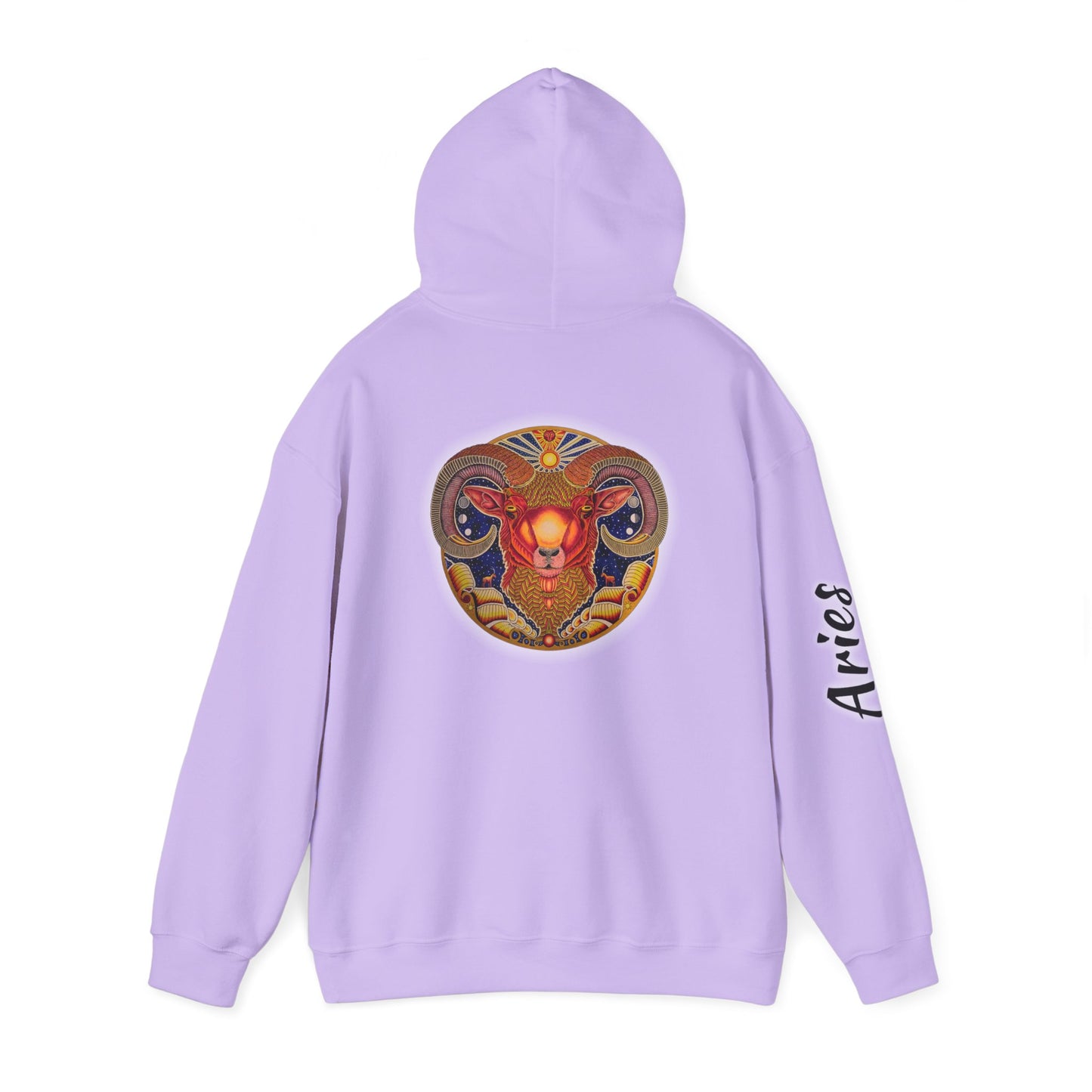 Aries Zodiac Hoodie - Hand-Drawn Celestial Design (Non-AI)