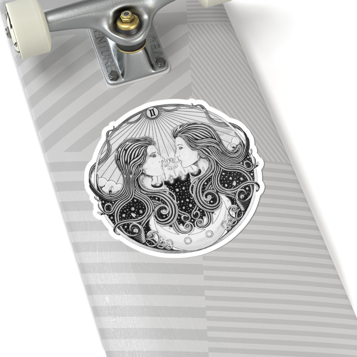 Gemini Kiss-Cut Sticker - Hand-Drawn Celestial Design (Non-AI) Universal